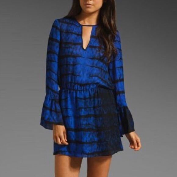 Parker Dresses & Skirts - PARKER Revolve Cobalt Phantom Flare Keyhole 100% silk dress
